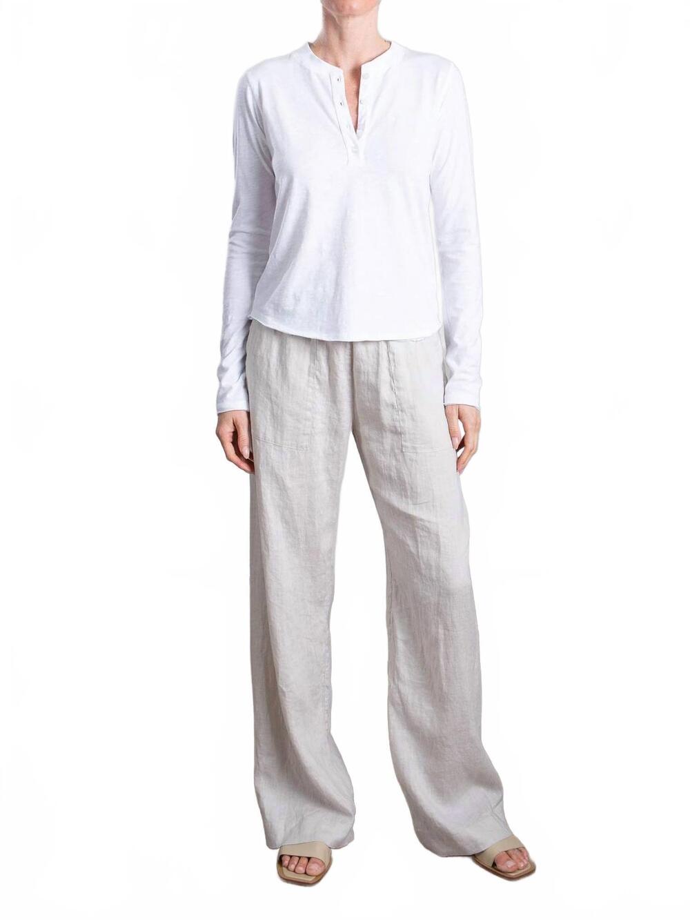 NEW PHARAOH casey wide-leg pull-on pant in cement linen
